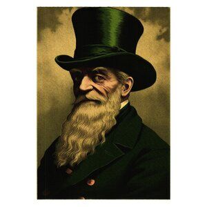 St Patricks Day Art Print Leprechaun Man Green Top Hat Victorian Irish Print